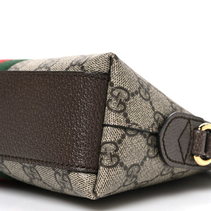 Gucci GG Supreme Monogram Textured Dollar Calfskin Web Small Ophidia Dome Shoulder Bag Beige Ebony New Acero 10 of 11