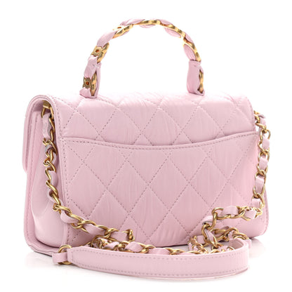 Chanel Crumpled Lambskin Quilted Mini CC Links Top Handle Flap Light Pink 3 of 11