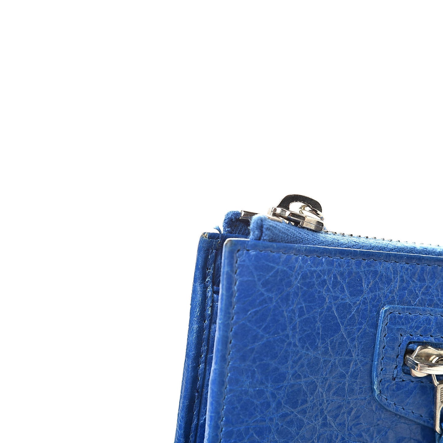 Agneau Giant 12 Silver Hardware Continental Zip Around Wallet Bleu Lazuli