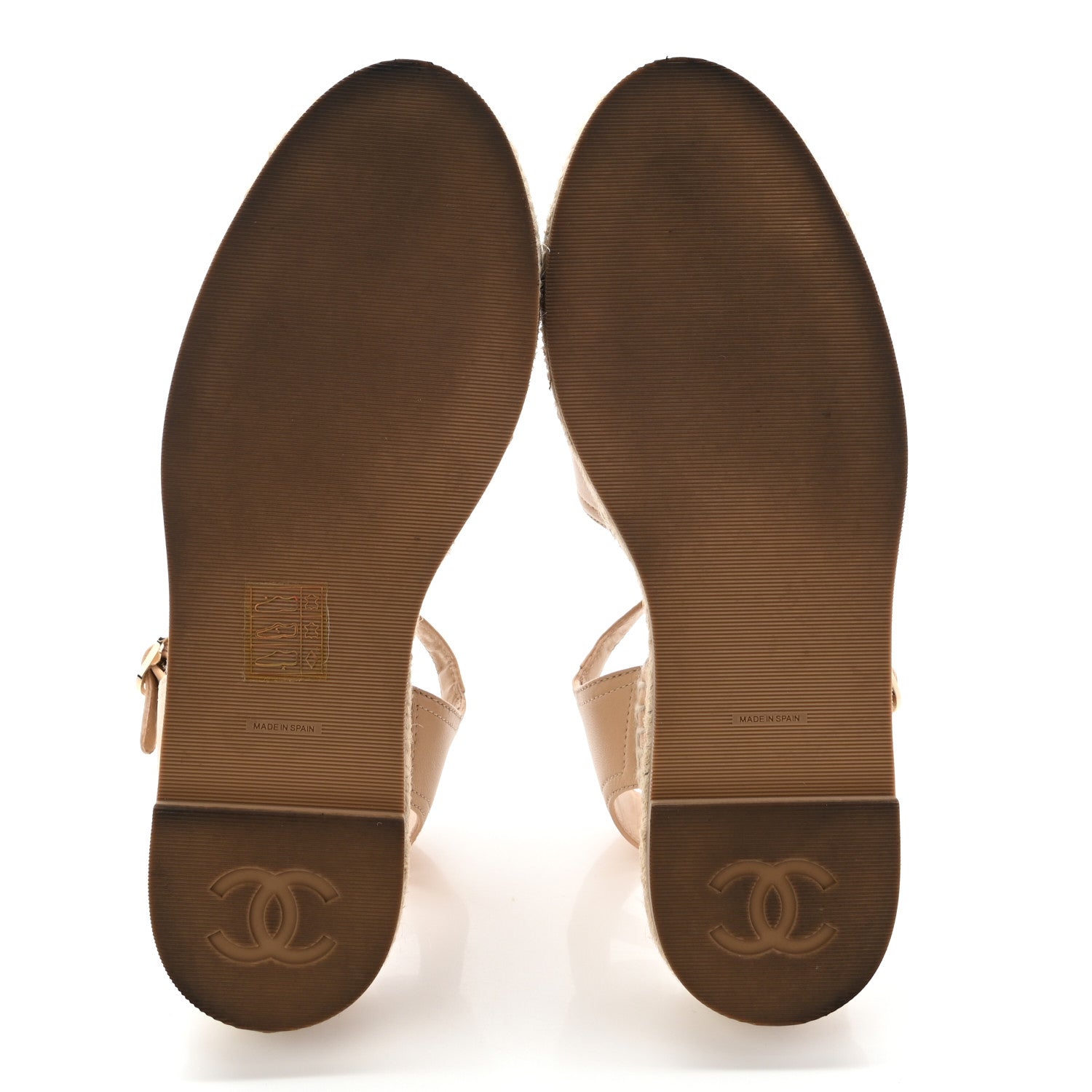 Chanel Lambskin Cap Toe CC Espadrille Sandals 36 Beige Black 5 of 15