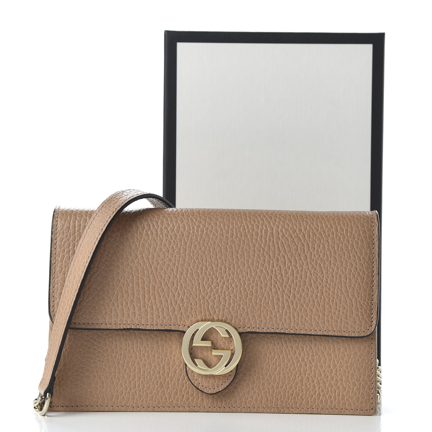 Gucci Dollar Calfskin Interlocking G Chain Wallet Camelia 9 of 9