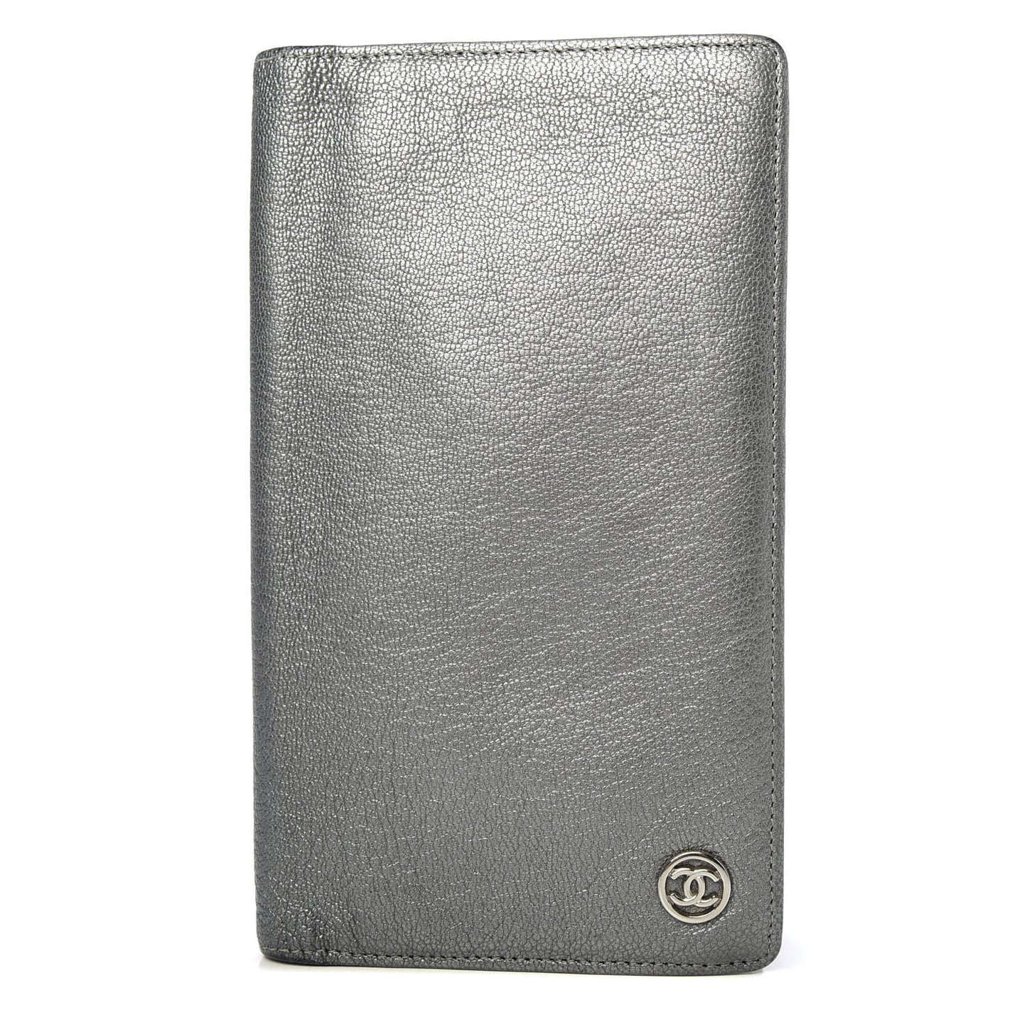 Metallic Goatskin CC Yen Wallet Silver