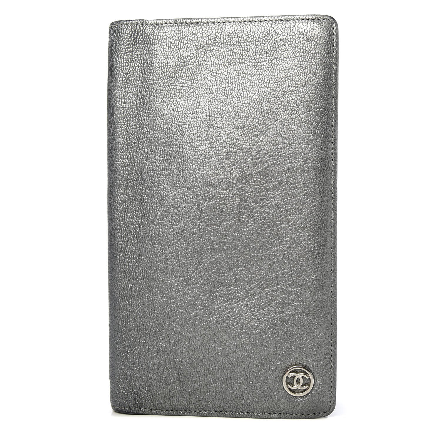 Chanel Metallic Goatskin CC Yen Wallet Silver 1 of 8