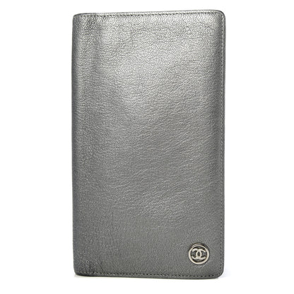 Chanel Metallic Goatskin CC Yen Wallet Silver 1 of 8