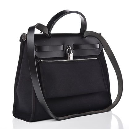 Hermes Military Toile Vache Hunter Herbag Zip PM 31 Black 3 of 11