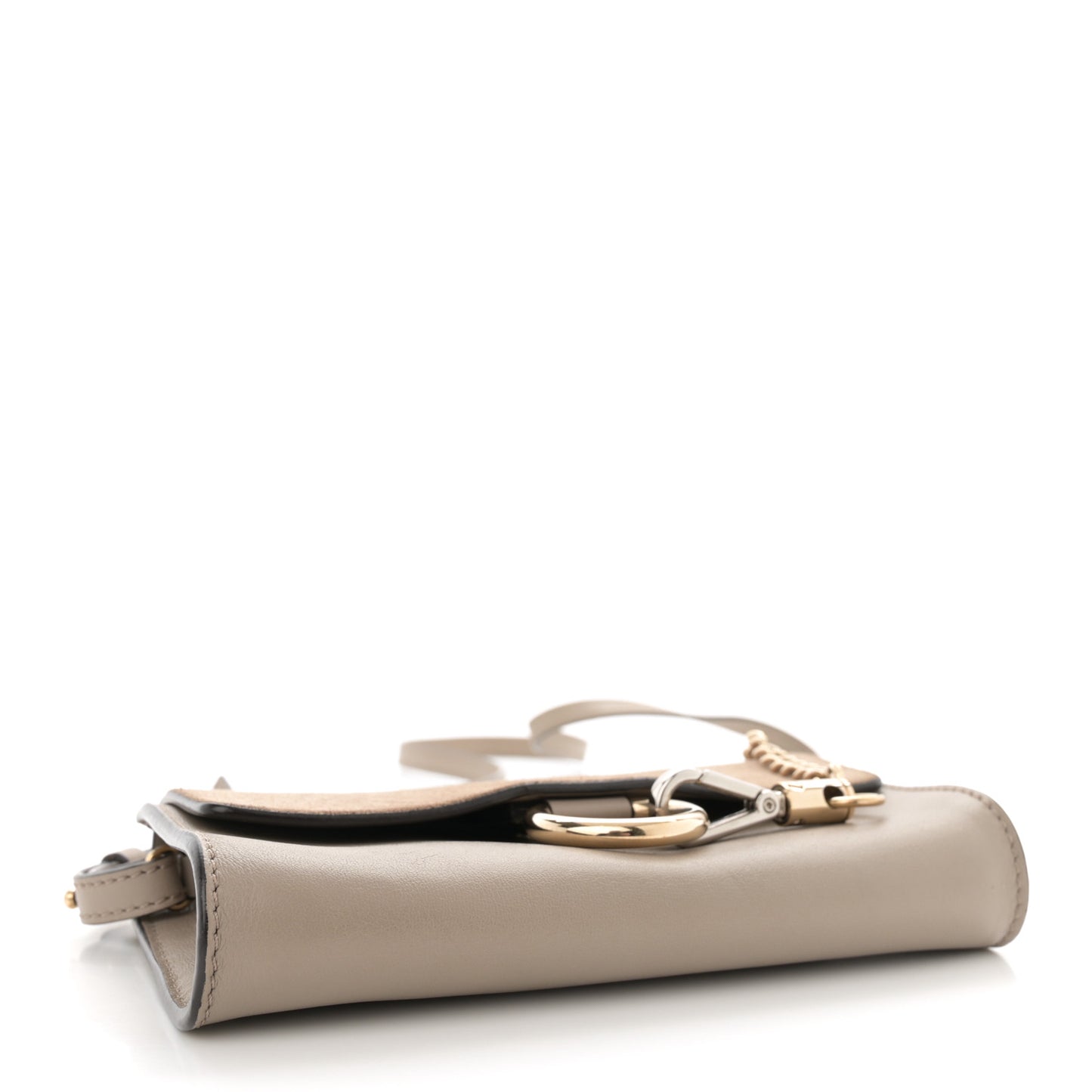 Suede Calfskin Small Faye Shoulder Bag Motty Grey