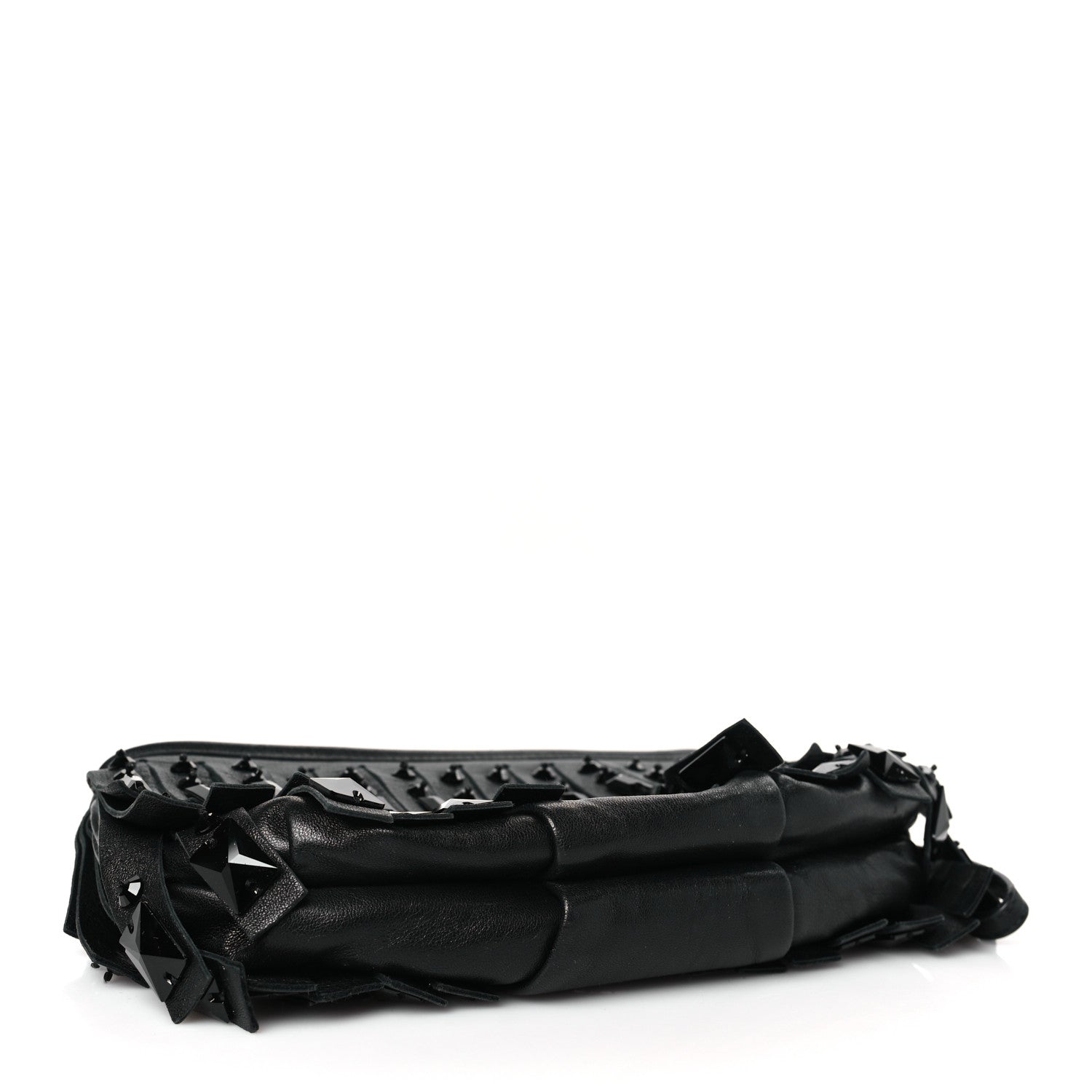 Prada Nappa Jeweled Fringe Wristlet Clutch Black 4 of 9