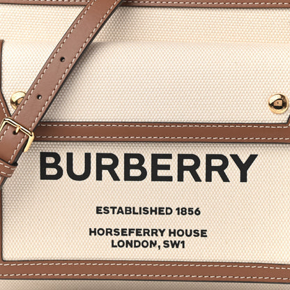 Burberry Canvas Smooth Calfskin Two Tone Mini Pocket Bag Natural Malt Brown 7 of 9