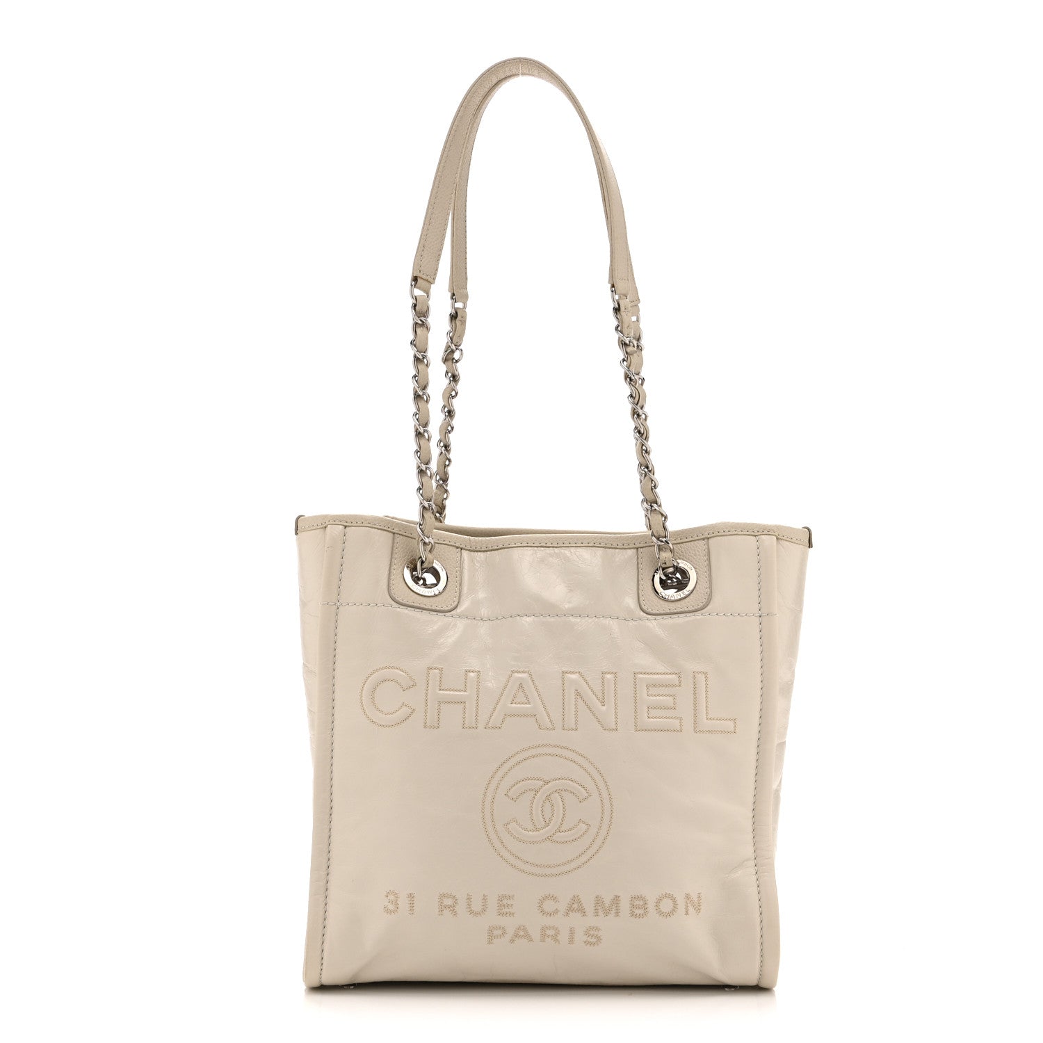 Chanel Glazed Calfskin Mini Deauville Tote White 1 of 10