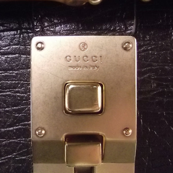 Leather Bamboo Bullet Satchel Brown