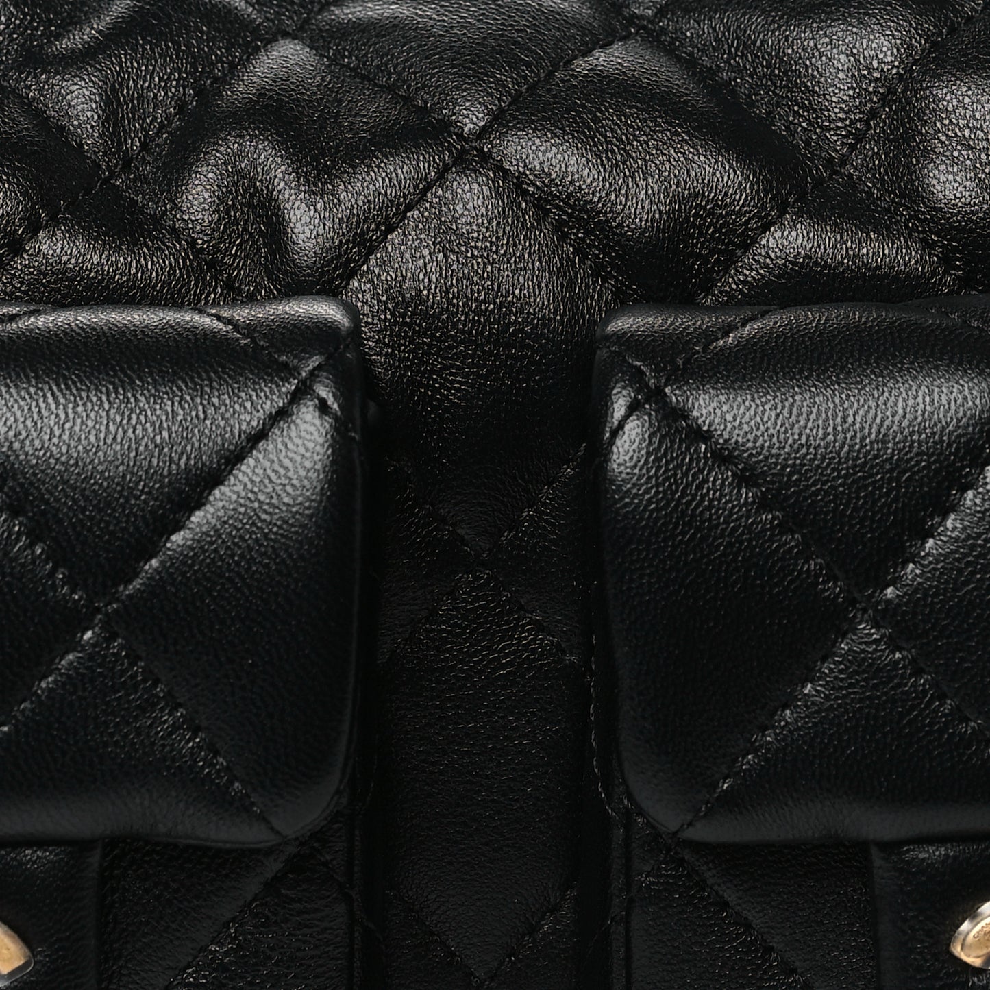 Shiny Lambskin Quilted Trendy Pockets Hobo Black