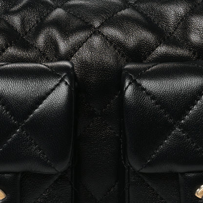 Chanel Shiny Lambskin Quilted Trendy Pockets Hobo Black 8 of 10