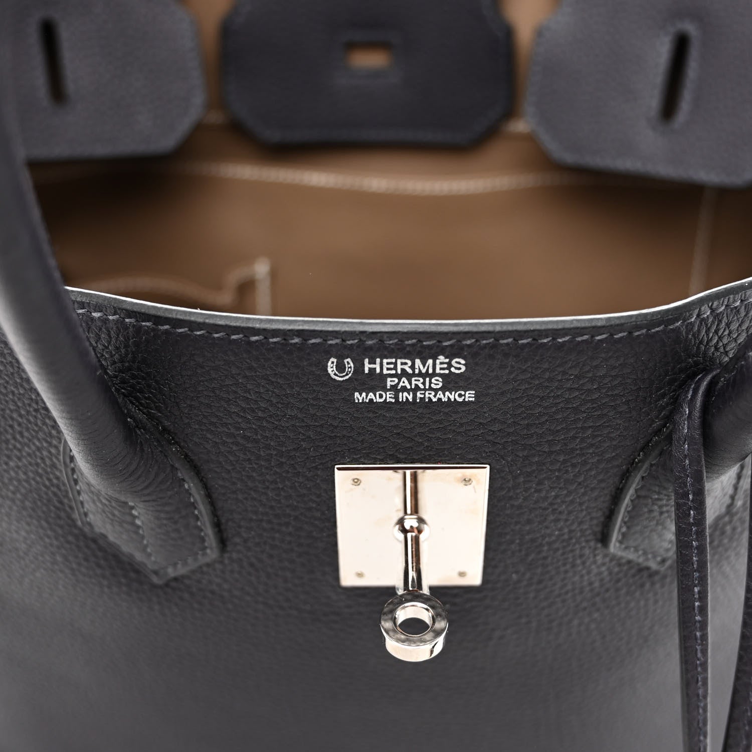Hermes Togo Bi-Color Horseshoe Birkin 35 Black Etoupe 6 of 13