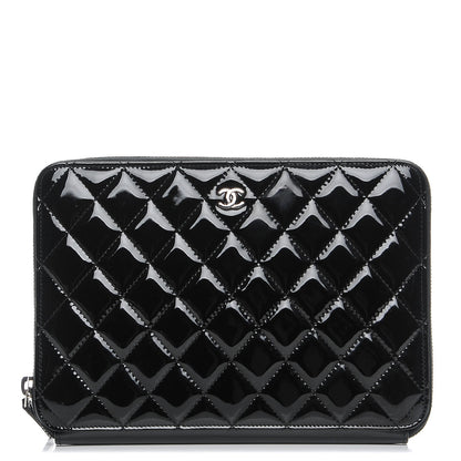 Chanel Patent Calfskin Quilted Zipped Clutch Black 1 of 8