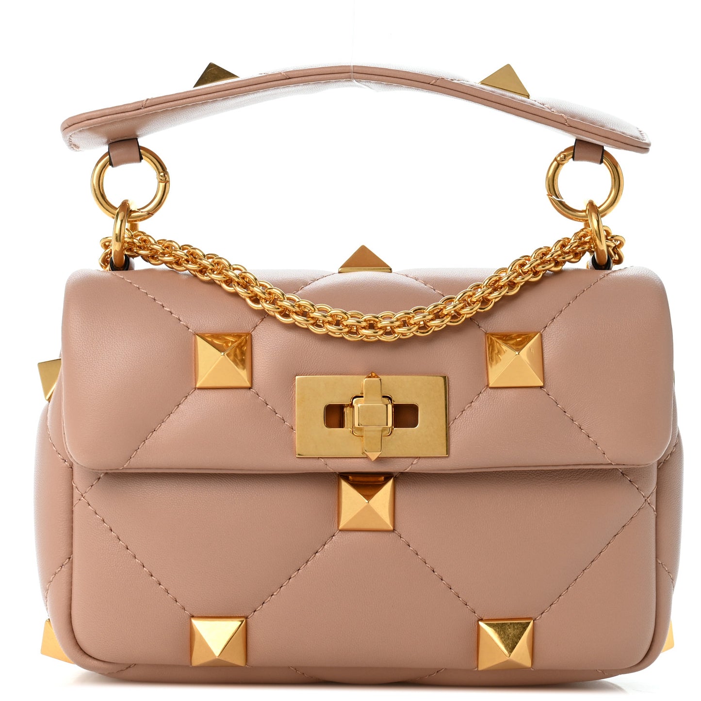 Nappa Small Roman Stud Shoulder Bag Rose Cannelle