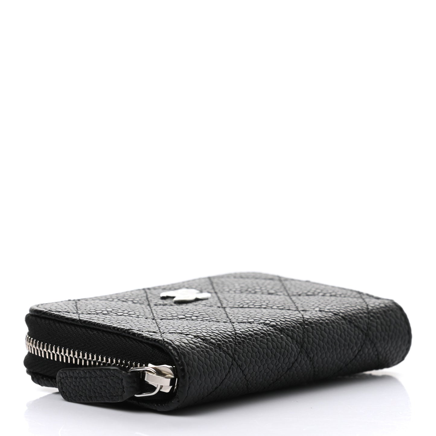 Caviar Quilted Zip Coin Purse Black