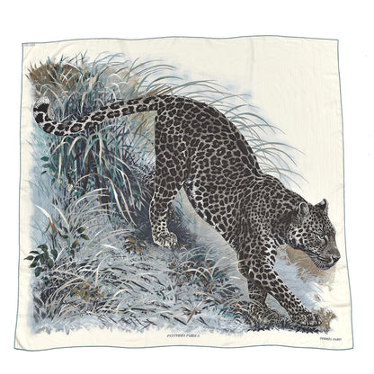Hermes Cashmere Silk Panthera Pardus Shawl 140 Blanc Anthracite Vert 1 of 6