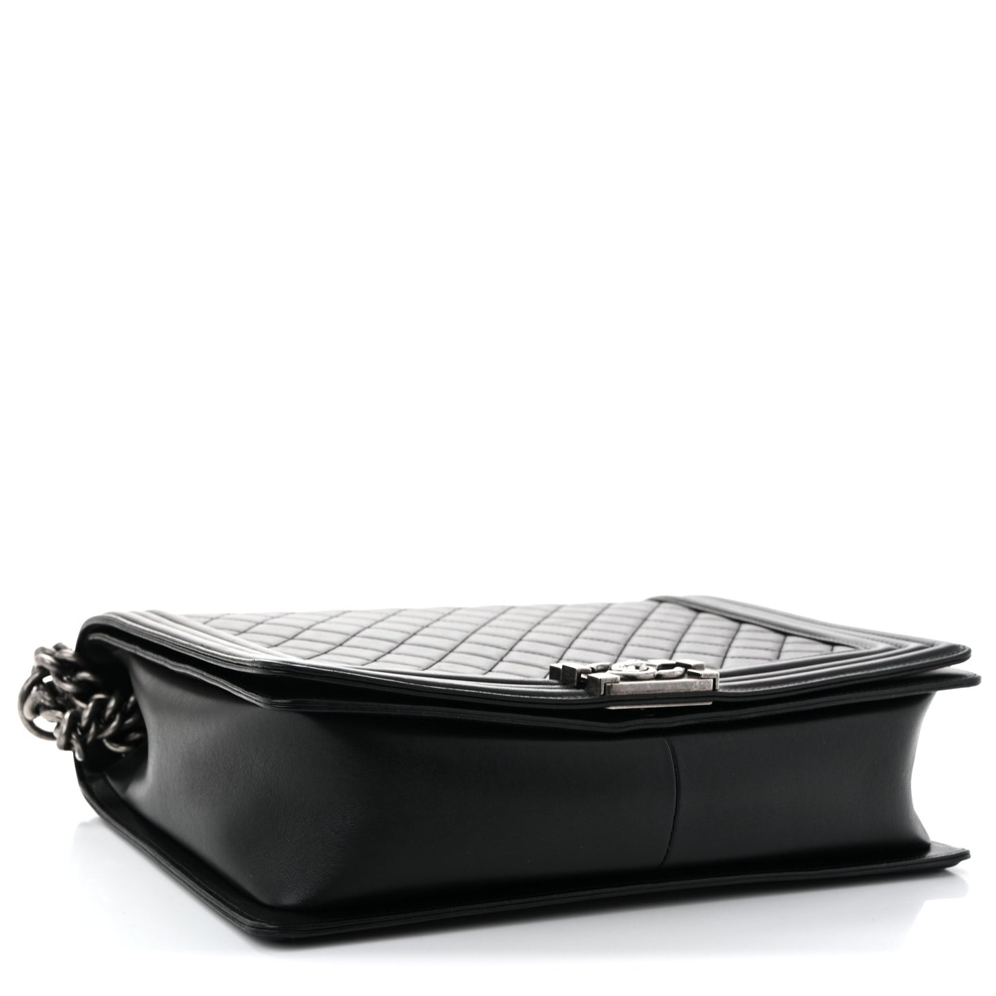Lambskin Quilted Large Boy Flap Black