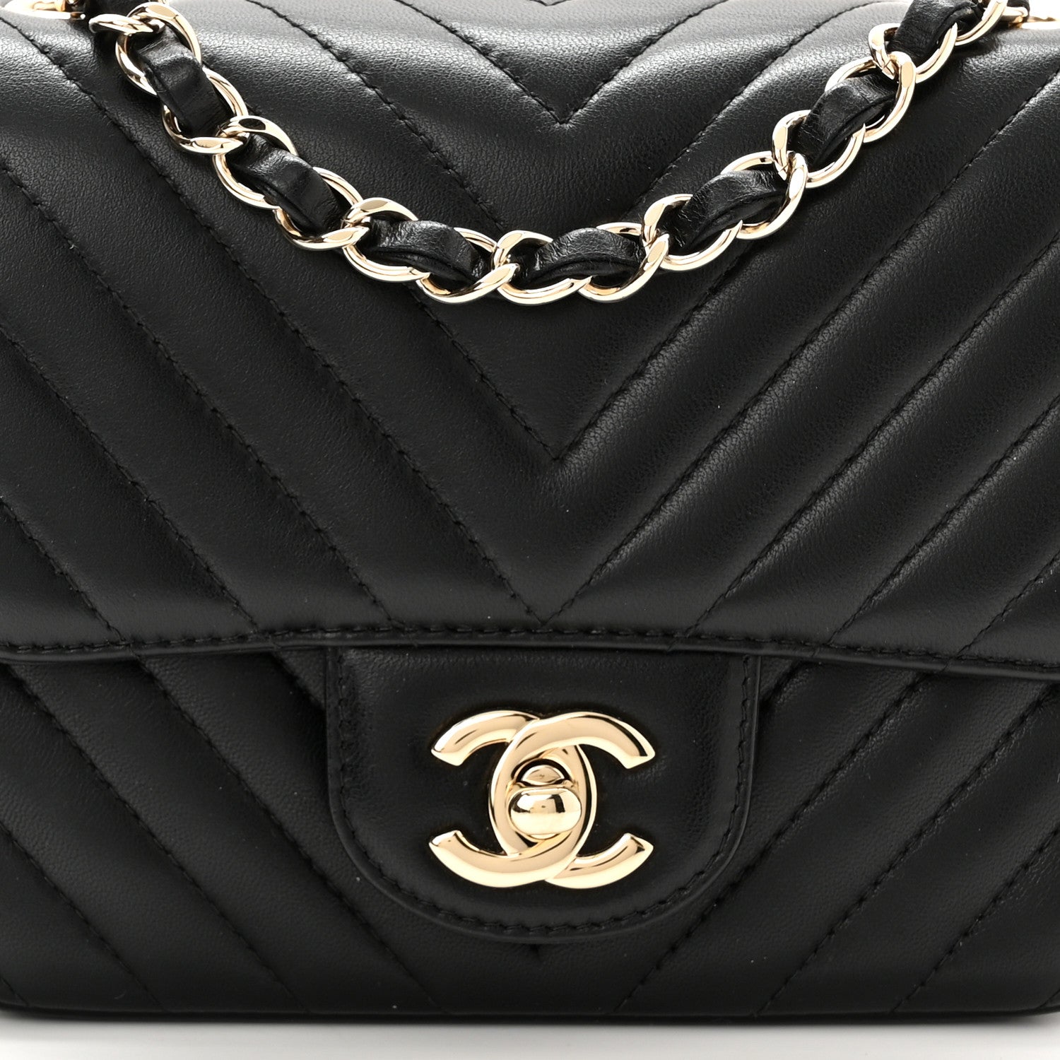 Chanel Lambskin Chevron Quilted Mini Square Flap Black 8 of 10
