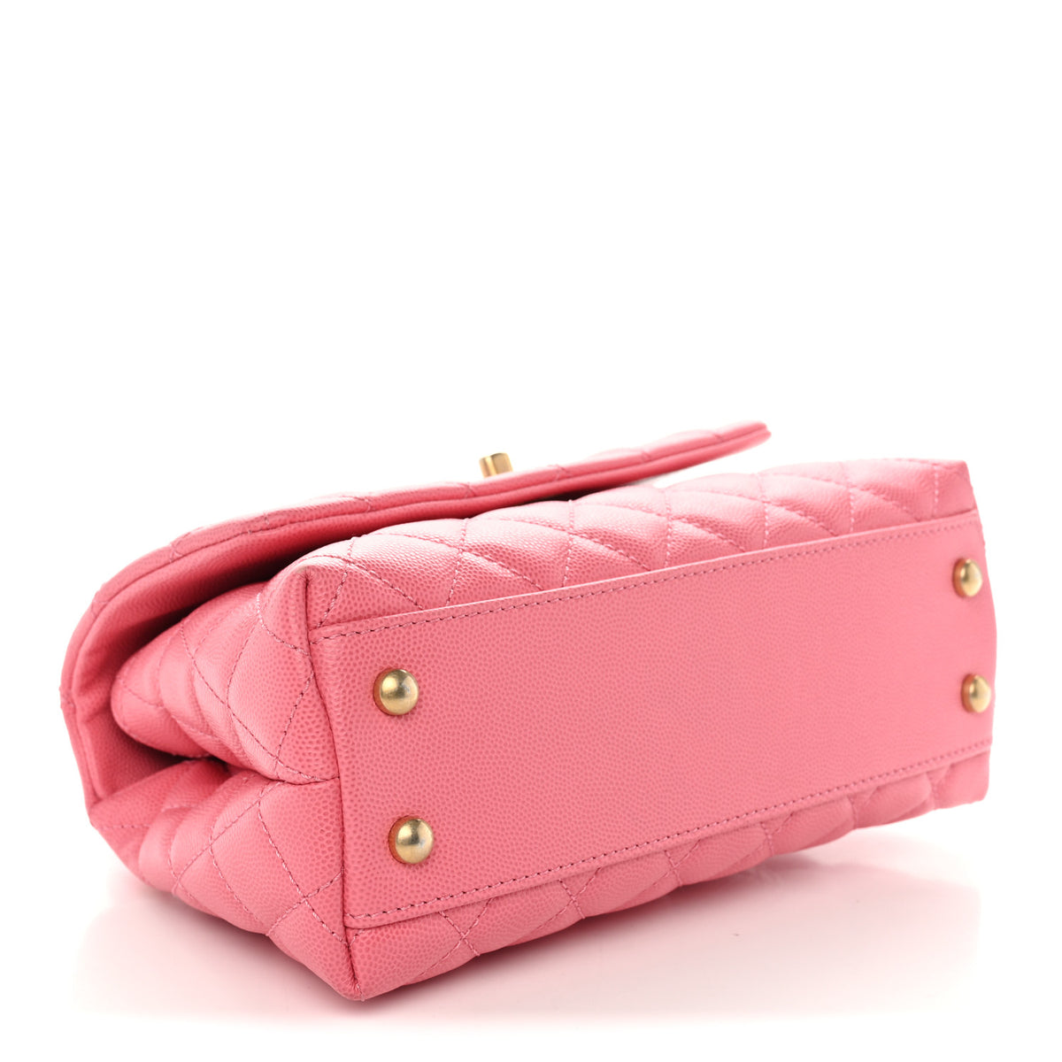 Caviar Lizard Embossed Quilted Mini Coco Handle Flap Pink