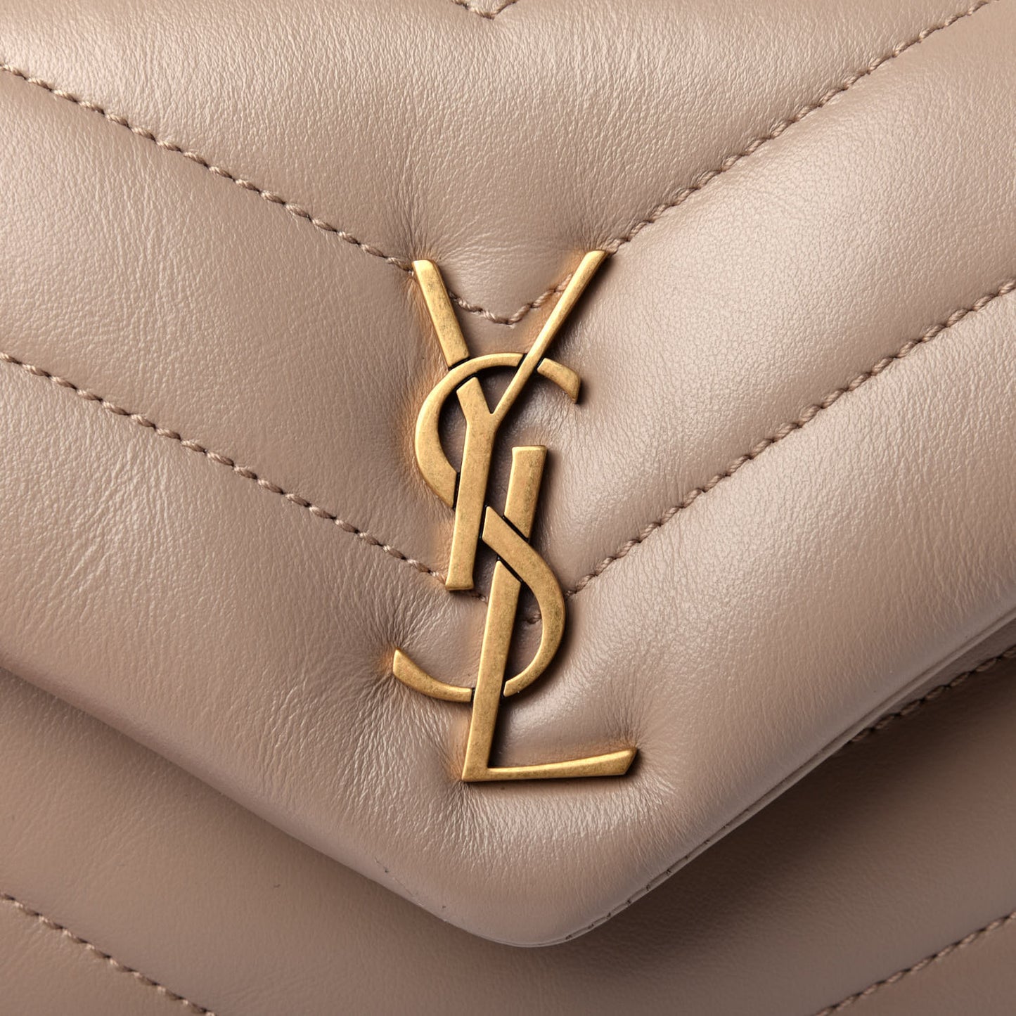 Calfskin Y Quilted Monogram Toy Loulou Crossbody Bag Dark Beige