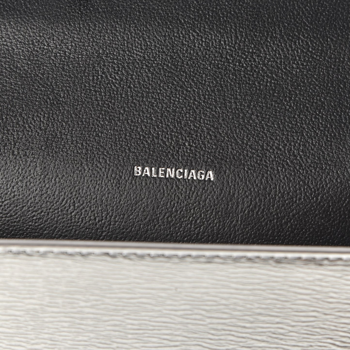 Metallic Grained Calfskin BB Phone Holder Wallet On Chain Silver