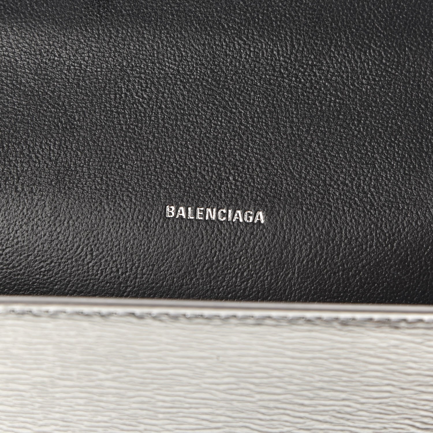 Balenciaga Metallic Grained Calfskin BB Phone Holder Wallet On Chain Silver 8 of 10