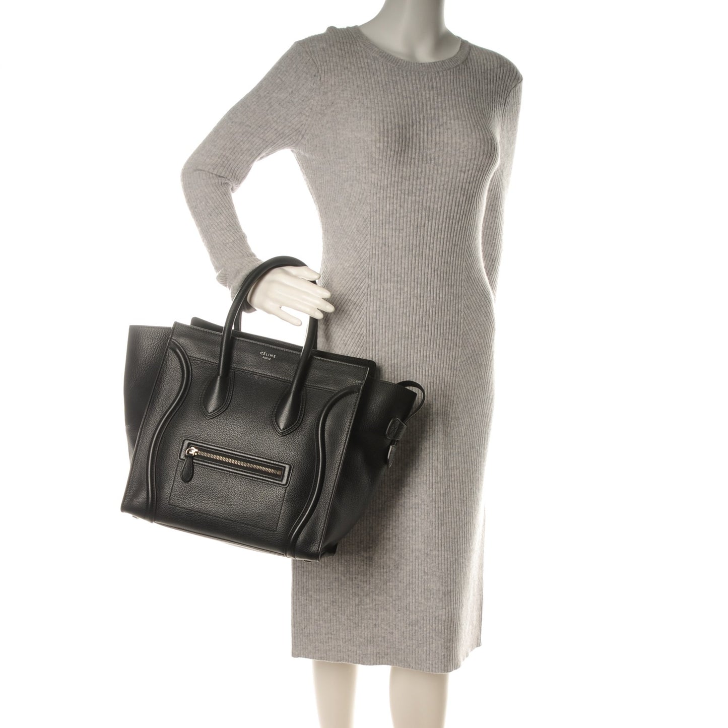 Drummed Calfskin Mini Luggage Black