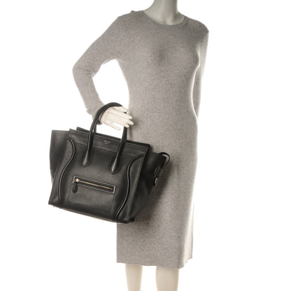 Celine Drummed Calfskin Mini Luggage Black 2 of 8