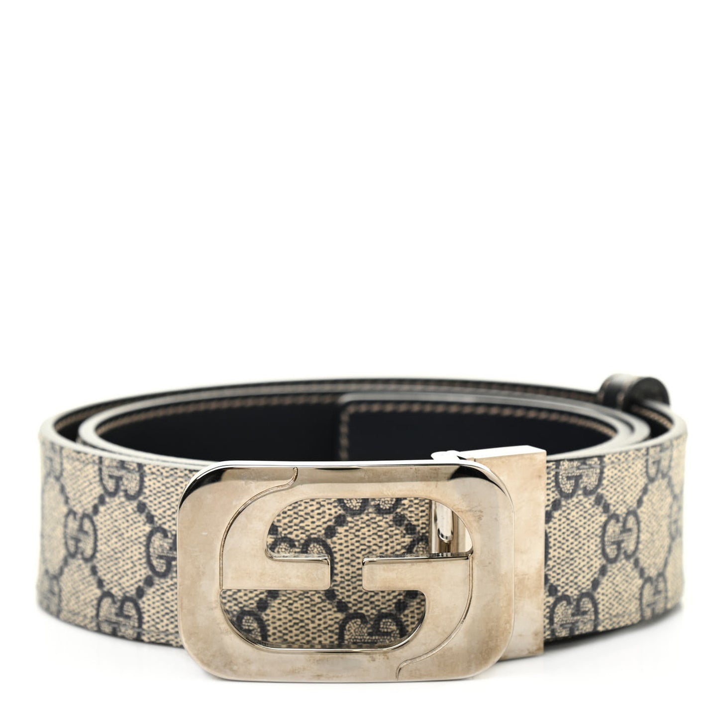 GG Supreme Monogram Interlocking G Belt 90 36 Beige Blue