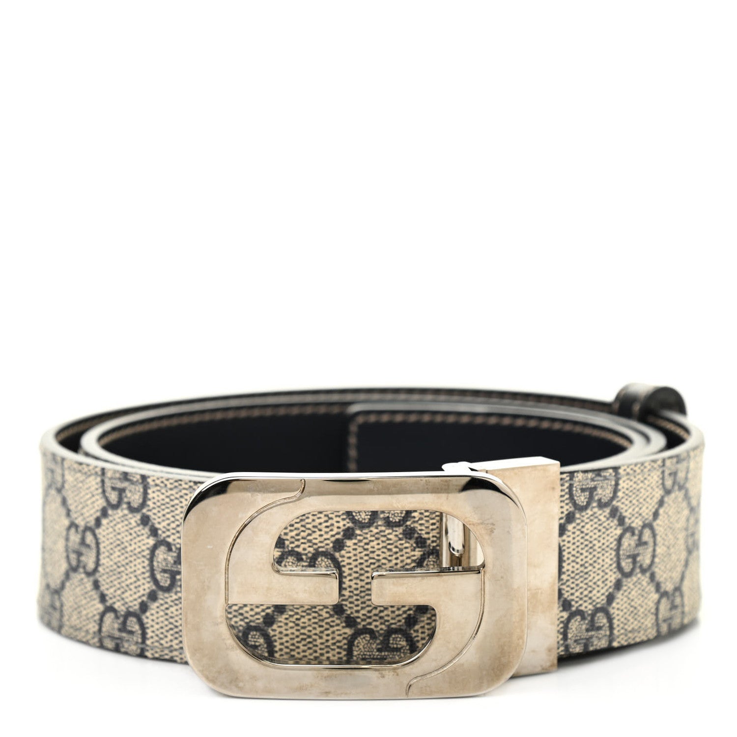 Gucci GG Supreme Monogram Interlocking G Belt 90 36 Beige Blue 1 of 7