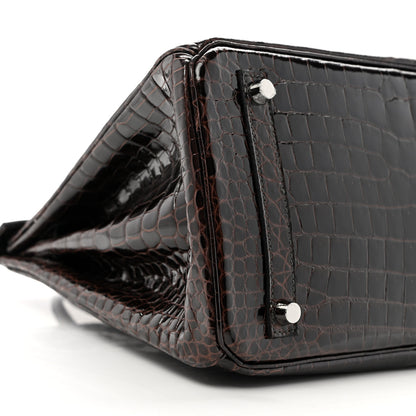 Hermes Shiny Porosus Crocodile Birkin 30 Macassar 8 of 9