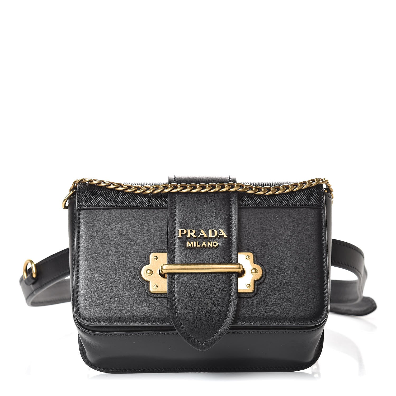 Prada Saffiano City Calf Cahier Belt Bag Black 1 of 11