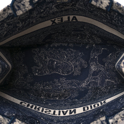 Christian Dior Canvas Embroidered Large Dioriviera Toile De Jouy Reverse Book Tote Blue 5 of 11