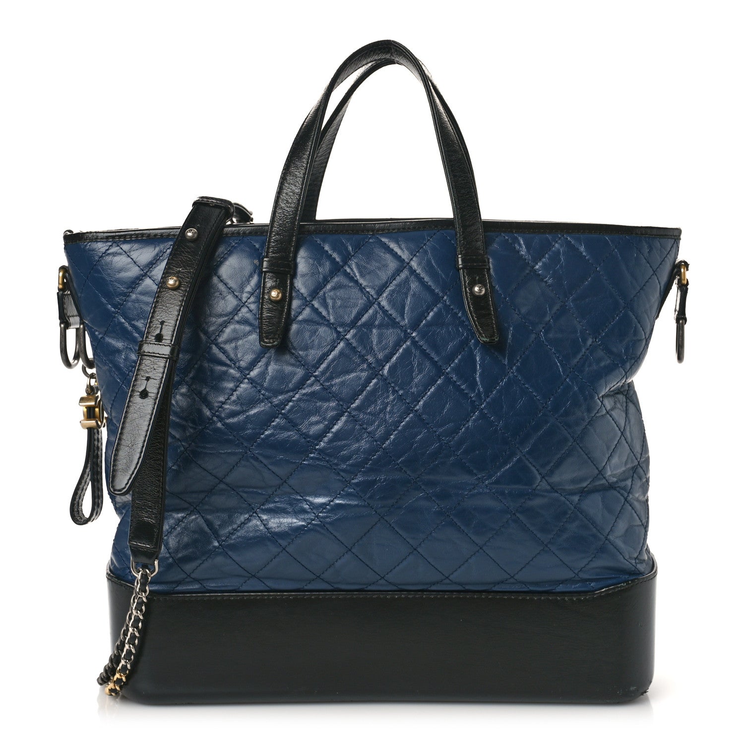 Chanel Aged Calfskin Quilted Large Gabrielle Shopping Tote Navy Black 1 of 13