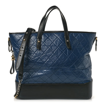 Chanel Aged Calfskin Quilted Large Gabrielle Shopping Tote Navy Black 1 of 13