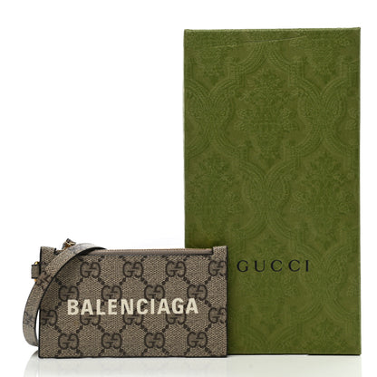 Gucci X BALENCIAGA GG Supreme Monogram Logo Card Case With Strap Beige Ebony 7 of 7