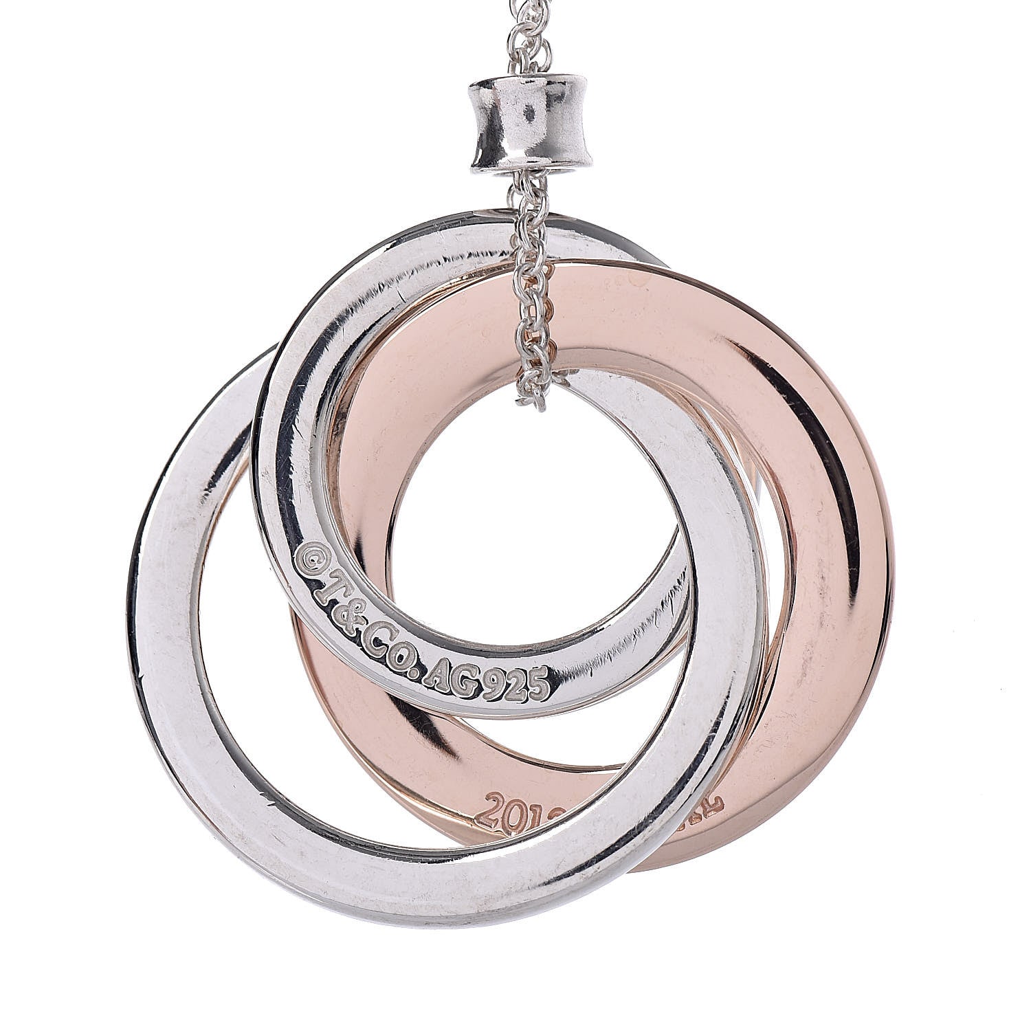 Tiffany Sterling Silver Rubedo 1837 Circles Pendant Necklace 5 of 7