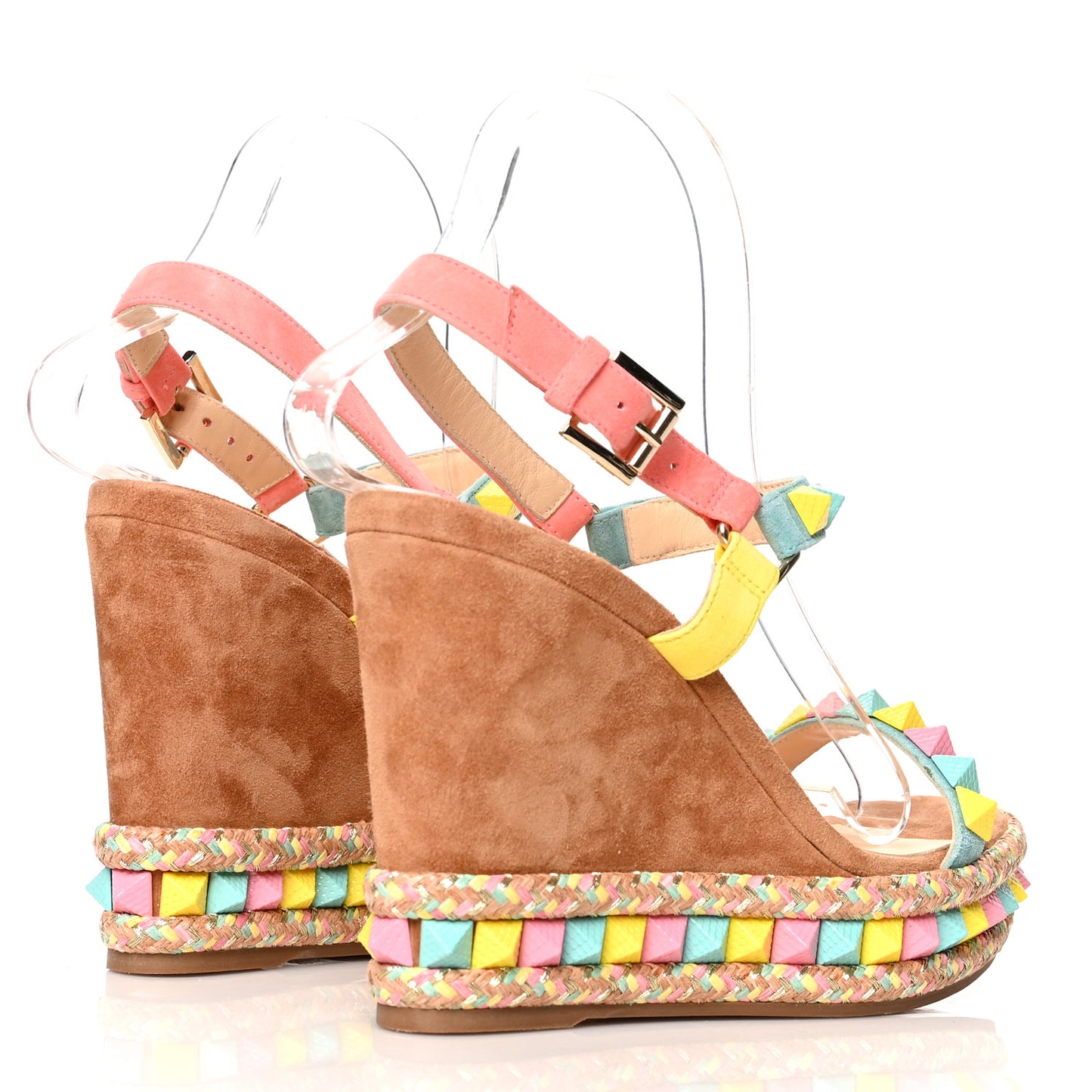 Veau Velours Pyraclou 110 Wedge Sandals 38 Biscotto