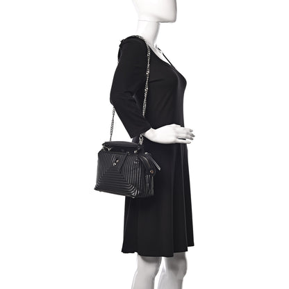 Fendi Shiny Nappa Trapuntata Small DotCom Click Top Handle Chain Satchel Black 2 of 13