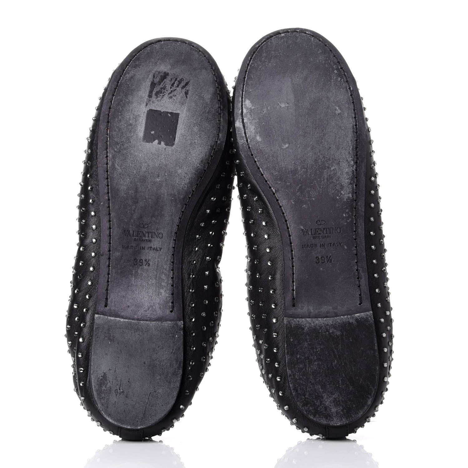 Valentino Garavani Nappa Crystal Studded Rockstud Cross Strap Ballerina Flats 39.5 Black 7 of 11