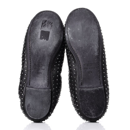 Valentino Garavani Nappa Crystal Studded Rockstud Cross Strap Ballerina Flats 39.5 Black 7 of 11