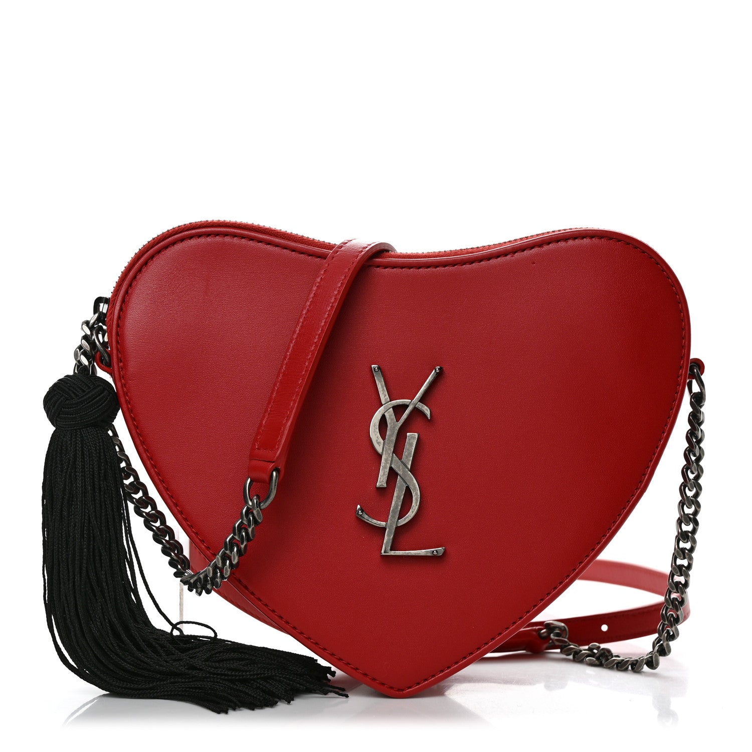 Saint Laurent Calfskin Heart Monogram Crossbody Red 1 of 10