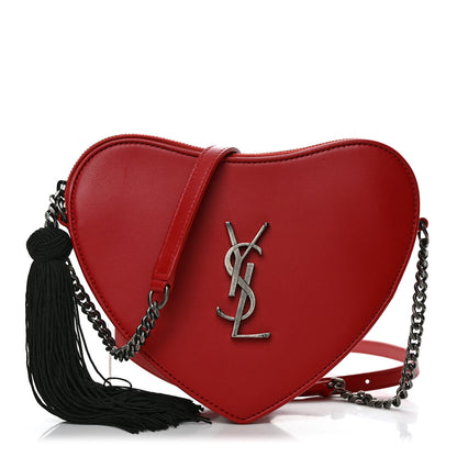 Saint Laurent Calfskin Heart Monogram Crossbody Red 1 of 10