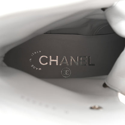 Chanel Lambskin Quilted Lace Up Combat Boots 36.5 White 7 of 9