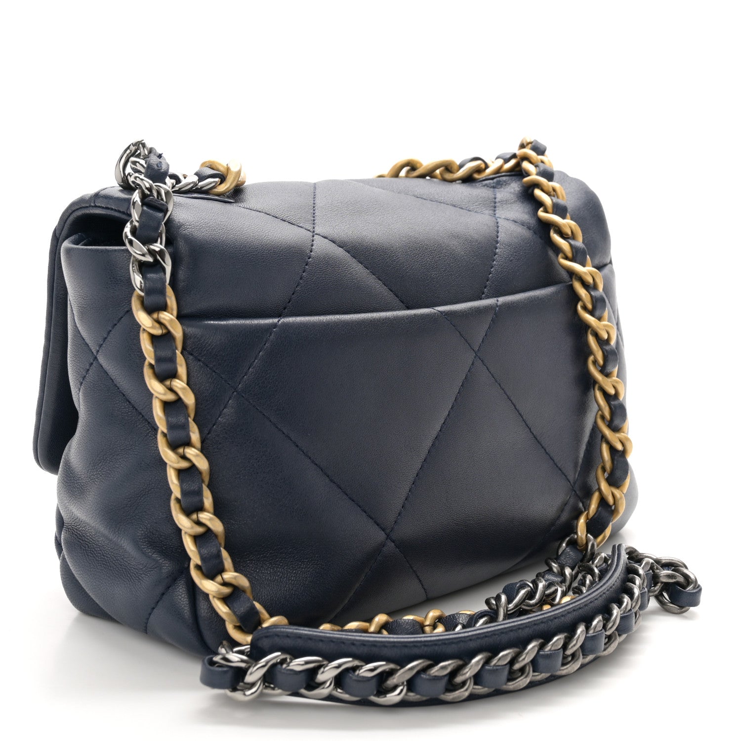 Chanel Lambskin Quilted Medium Chanel 19 Flap Navy Blue 3 of 11