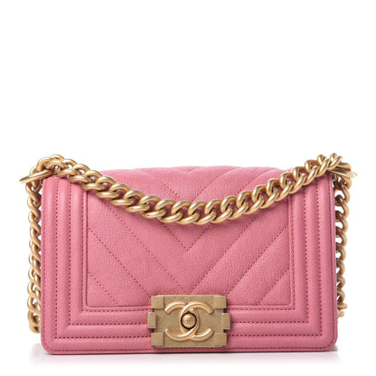 Chanel Caviar Chevron Quilted Small Boy Flap Dark Pink 1 of 10