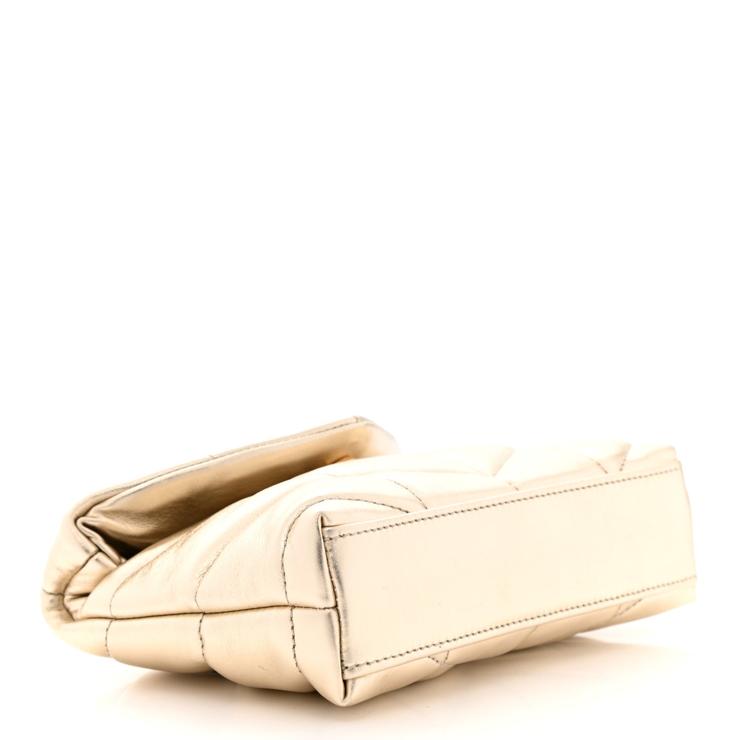 Metallic Lambskin Monogram Loulou Puffer Pouch Clutch Gold