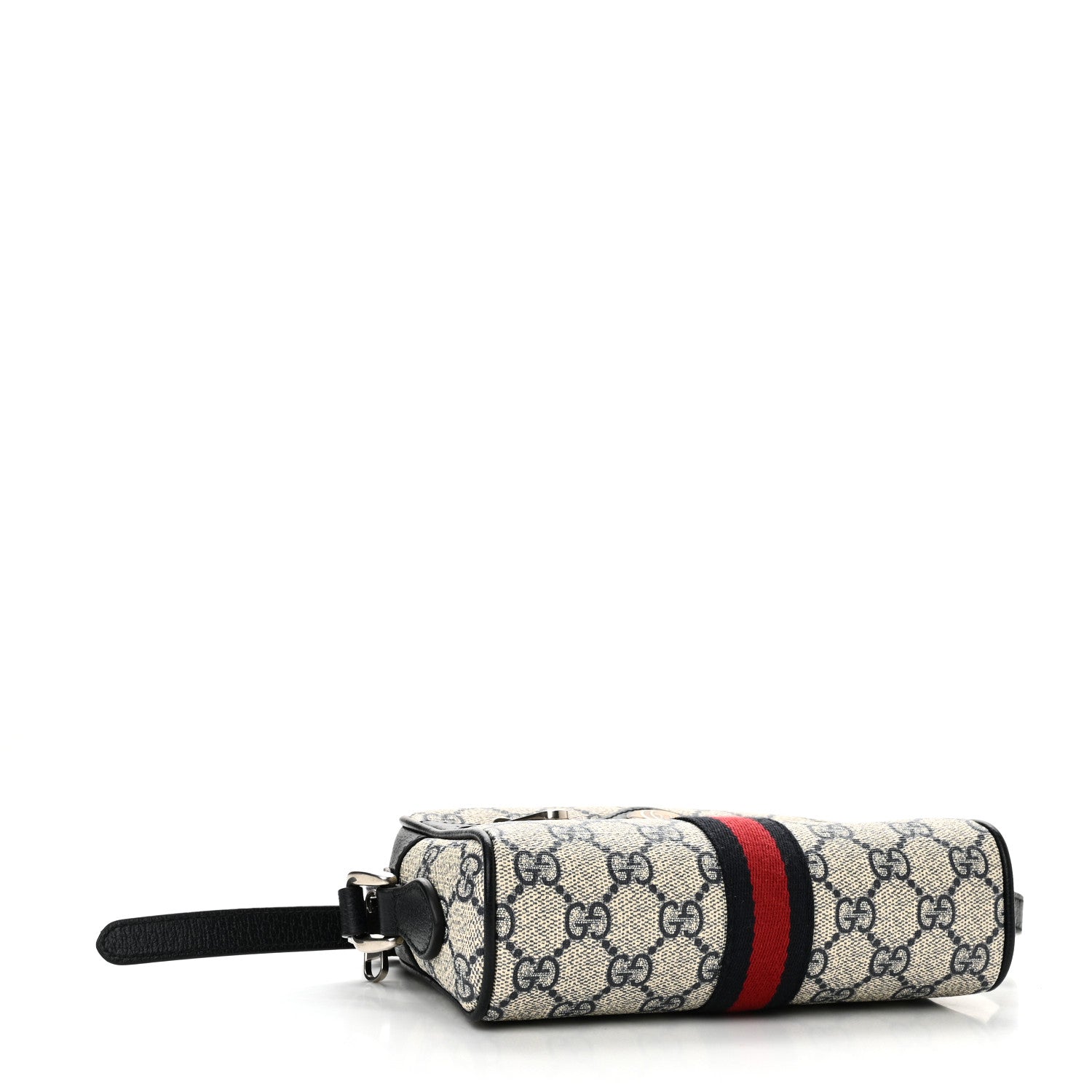 Gucci GG Supreme Monogram Textured Dollar Calfskin Web Mini Ophidia Shoulder Bag Beige Blue 4 of 12