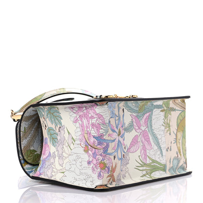Gucci New Shangai Calfskin Tiger Savanah Mini Horsebit 1955 Foldover Top Handle Bag Chalky White Multicolor 4 of 10